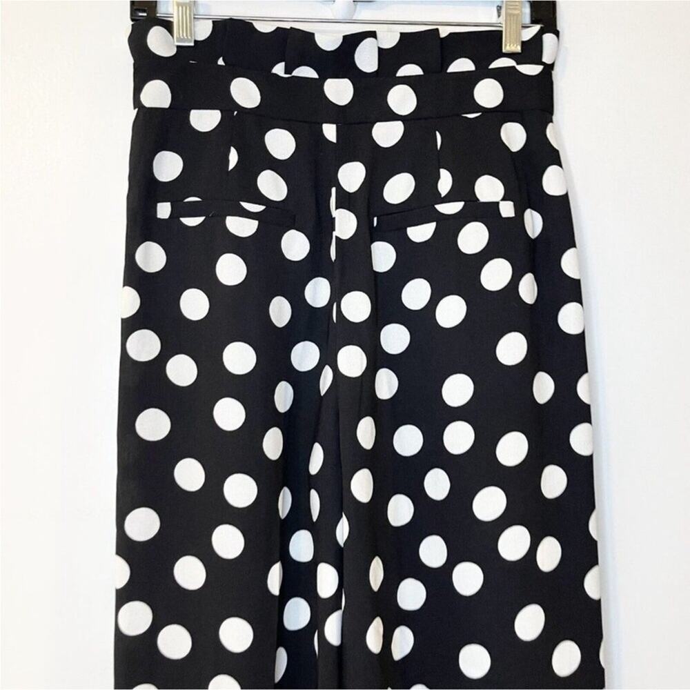 Halogen x Atlantic-Pacific Wide Leg Black Polka Dot Paper Bag Pants High Rise 2 - Picture 6 of 8